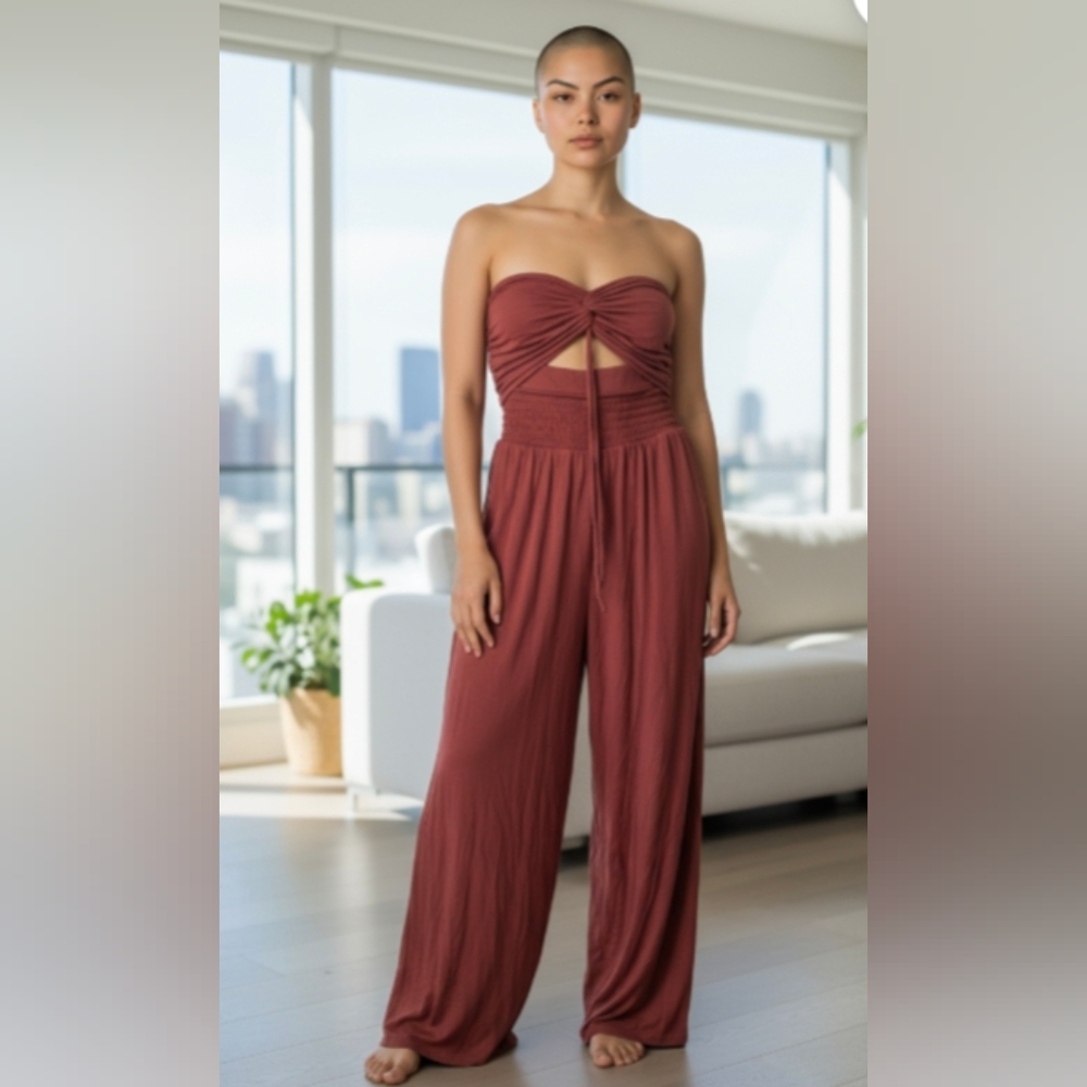Elegant Rust Jumpsuit Size M